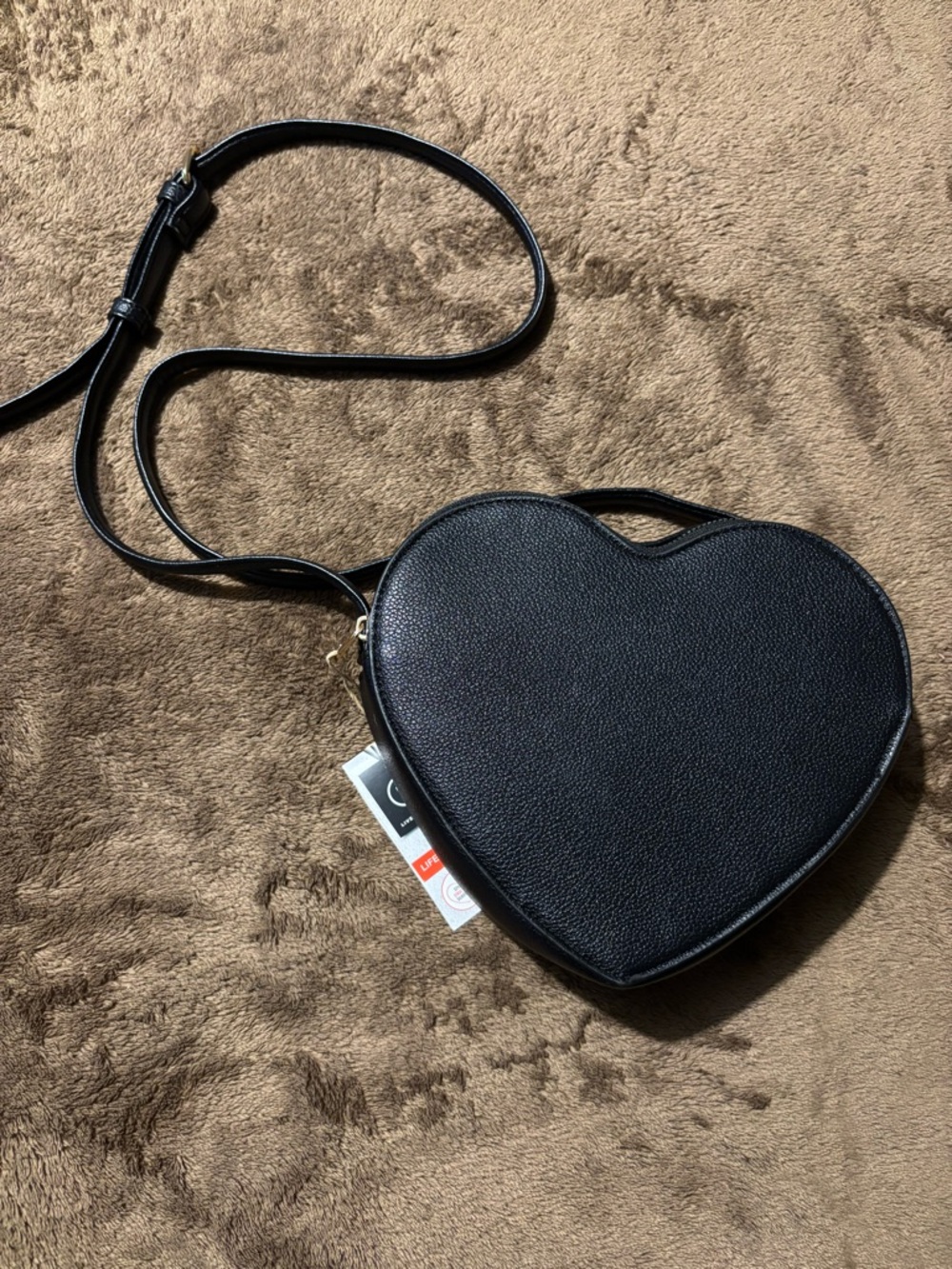 Heart-Shaped Black Crossbody Bag for Women